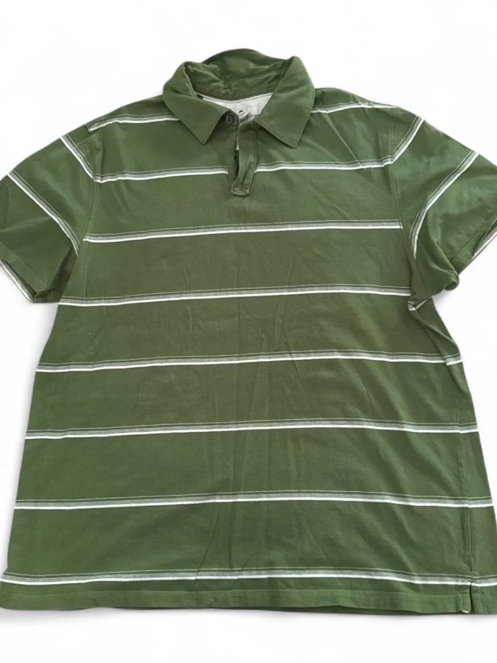Men's Green Striped Polo Shirt XL 100
